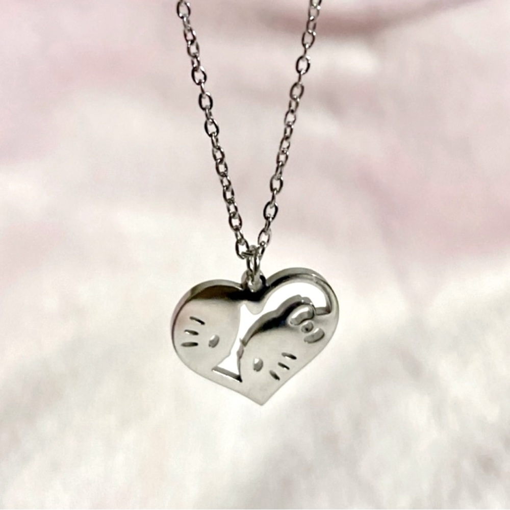 Hello Kitty & Dear Daniel Silver Stainless Steel Heart
Pendant Necklace